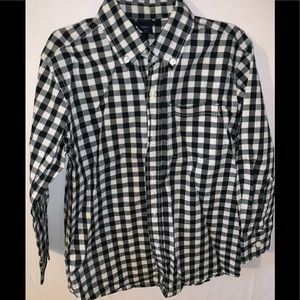 GAP Kids Button down Boys 6 7 Black Check Shirt